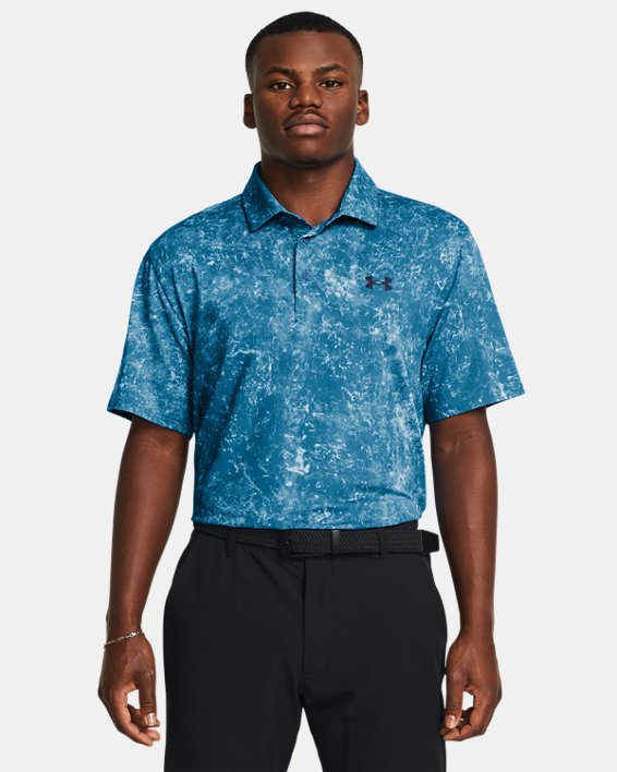 เสื้อโปโล UA Playoff 3.0 Printed สำหรับผู้ชาย in Blue image number 0